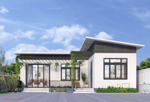 Phối cảnh 3D mặt tiền nhà cấp 4 hiện đại