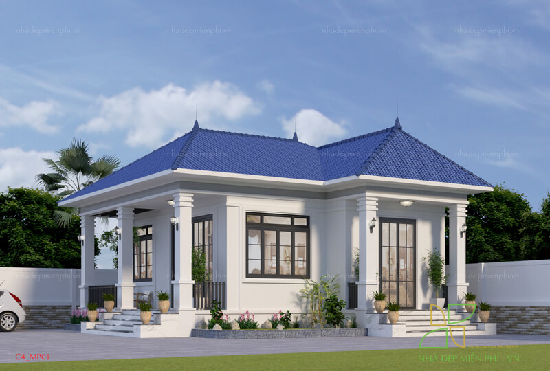 Mẫu thiết kế phối cảnh góc nghiêng nhà cấp 4 C4_MP01