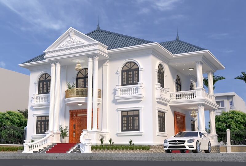 Phối cảnh góc nghiêng nhà 2 tầng