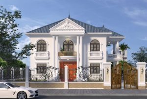 Phối cảnh mặt tiền nhà 2 tầng 