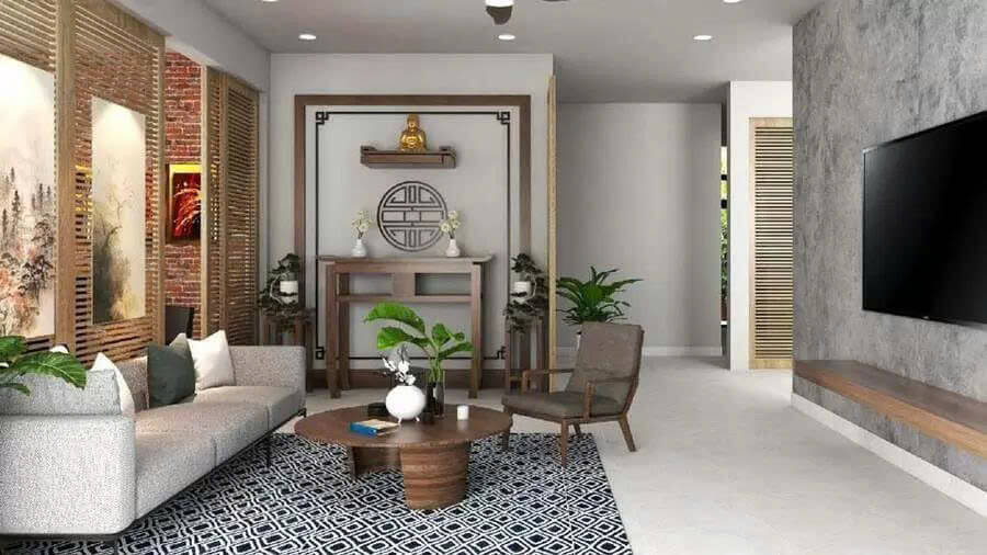 Phòng khách nhà cấp 4 với diện tích 20m2