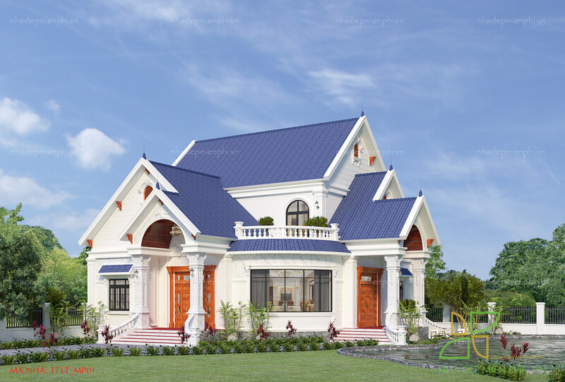 Mẫu nhà 1 tầng 1 tum mang phong cách tân cổ điển