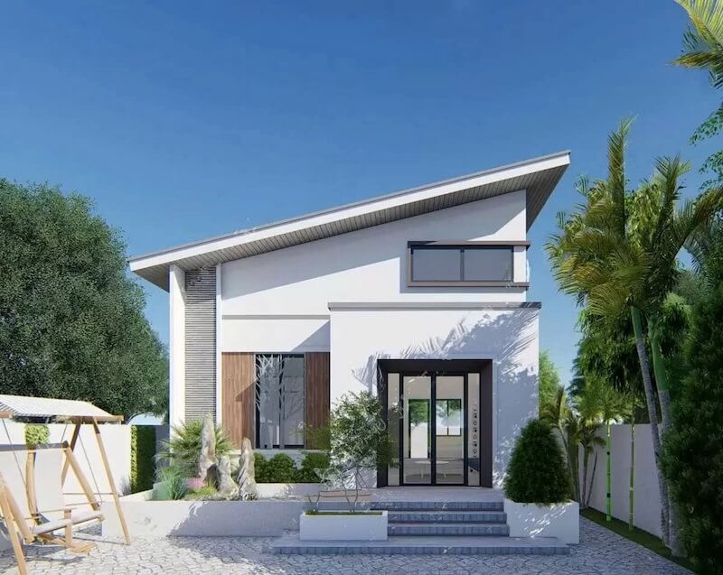 Mẫu nhà cấp 4 mái lệch hiện đại, độc đáo