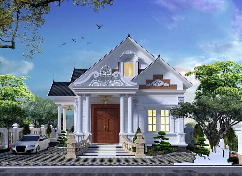 Mẫu nhà cấp 4 tân cổ điển với sân vườn đẹp, thu hút