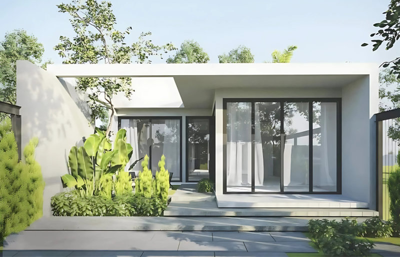 Mẫu thiết kế cấp 4 mái bằng hiện đại, tối giản
