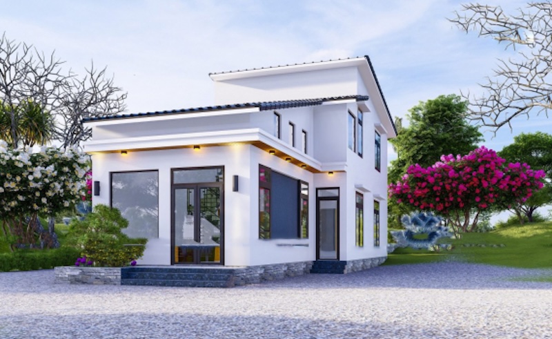 Mẫu thiết kế nhà cấp 4 gác lửng mái bằng hiện đại