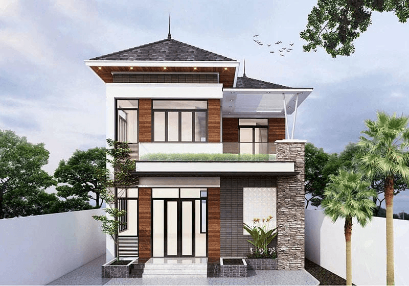 Mẫu thiết kế nhà mái Nhật hiện đại