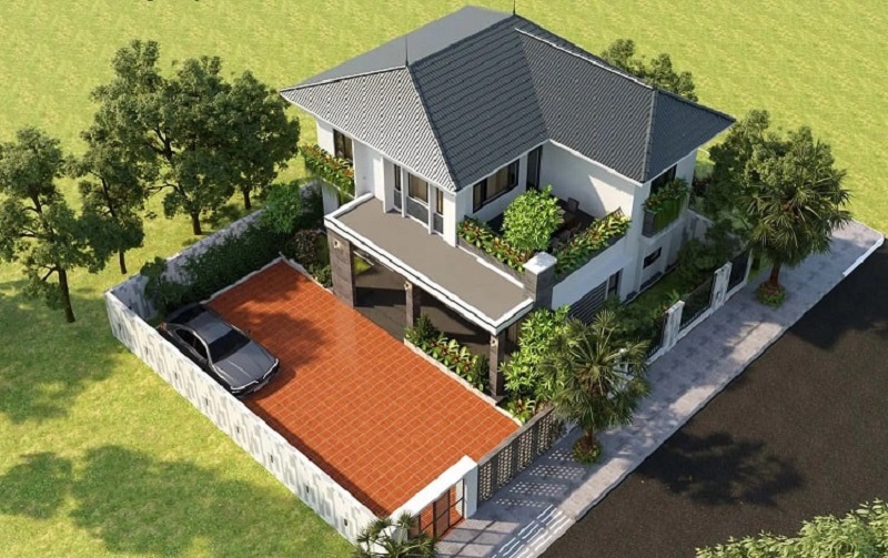 Mẫu thiết kế nhà vườn 2 tầng với không gian thoáng mát