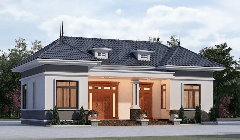 Nhà cấp 4 chữ U với thiết kế cân đối
