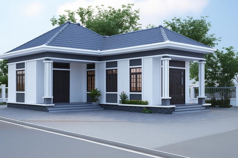 Nhà mái Nhật chữ L hiện đại