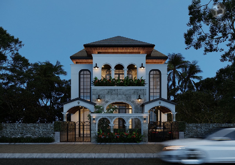 Thiết kế nhà 2 tầng theo phong cách Indochine
