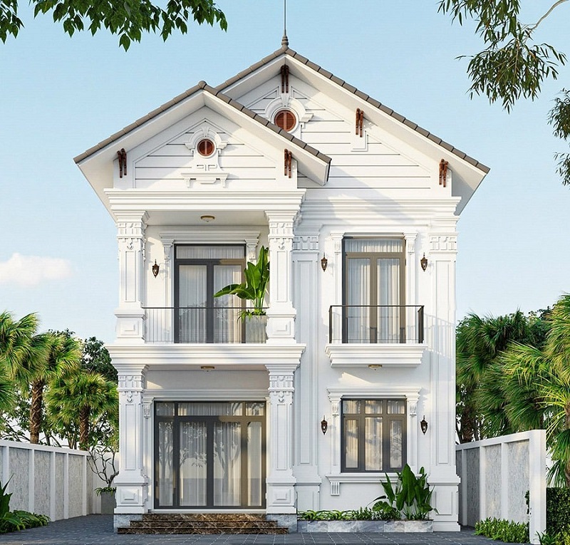 Thiết kế nhà 2 tầng với hệ mái Thái thanh thoát