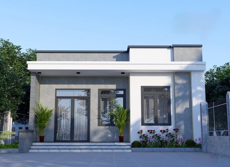 Thiết kế nhà cấp 4 mái bằng đơn giản, tinh tế